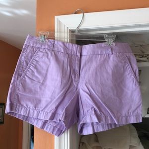 Lavender J. Crew broken in chino shorts